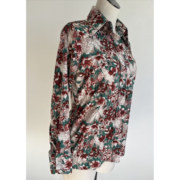 Cape Cod Match Mates Women's Size 12 Button Down Floral Shirt Blouse VTG 70s - Picture 6 of 12